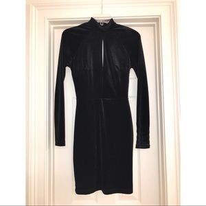 Black velvet long sleeve dress